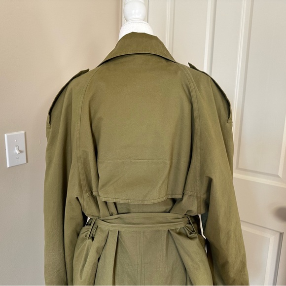 Vintage 1990s YSL Yves Saint Laurent Pour Homme Army Green Khaki Trench Coat - Picture 7 of 15